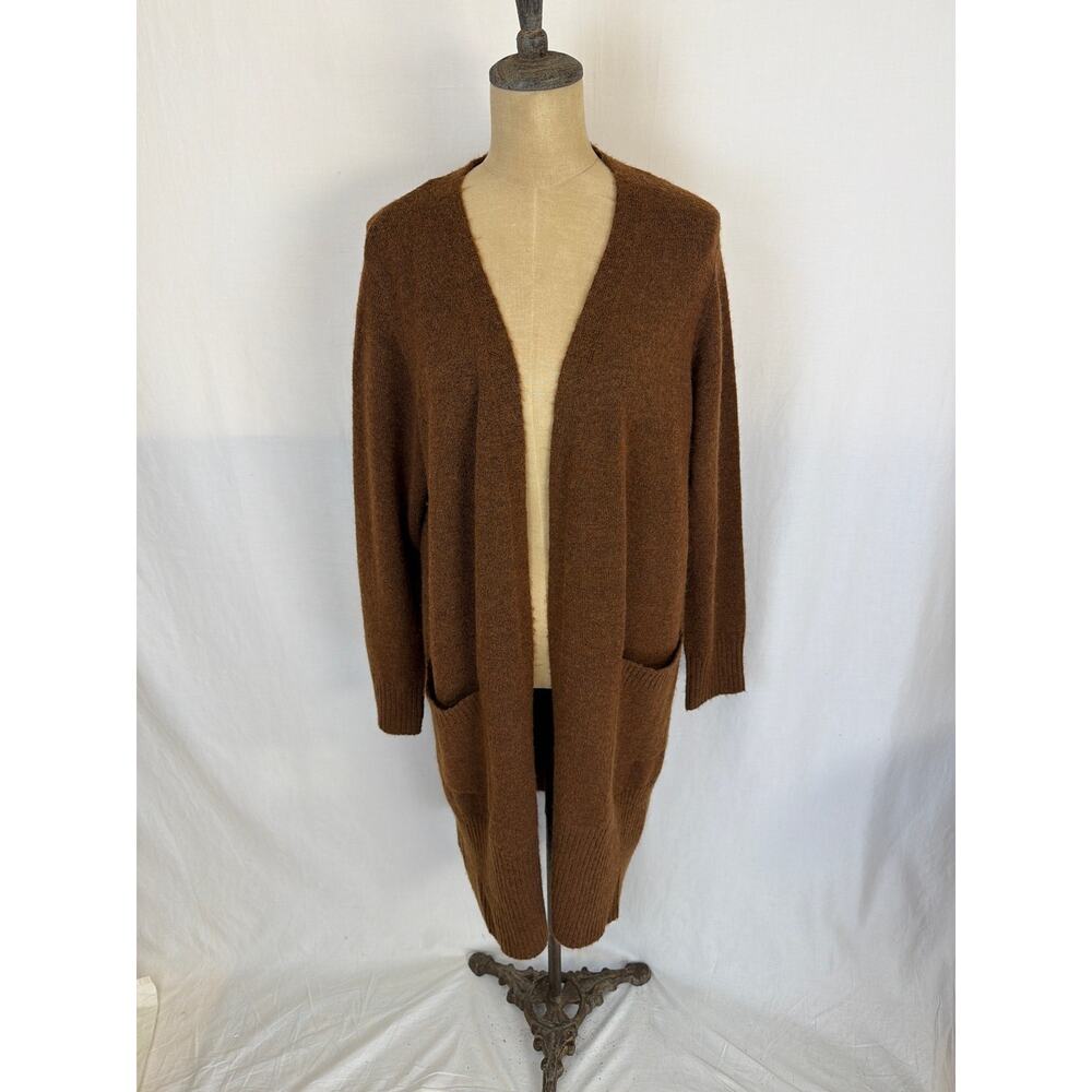 NWT Soya Concept Brown Wool Blend Long Cardigan Duster XS #0436
